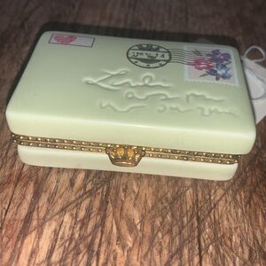 Vintage Hallmark Porcelain Letter trinket box w/ tag and inside not card